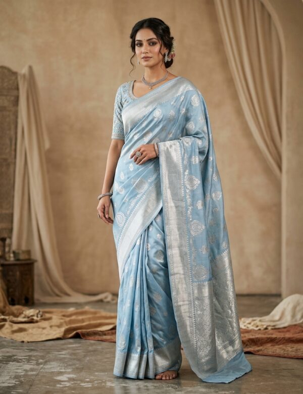 Matsya Blue Chanderi Saree